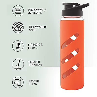 Treo By Milton CGWFBOT034ORNG0024 Glass Bottle, 725 ml