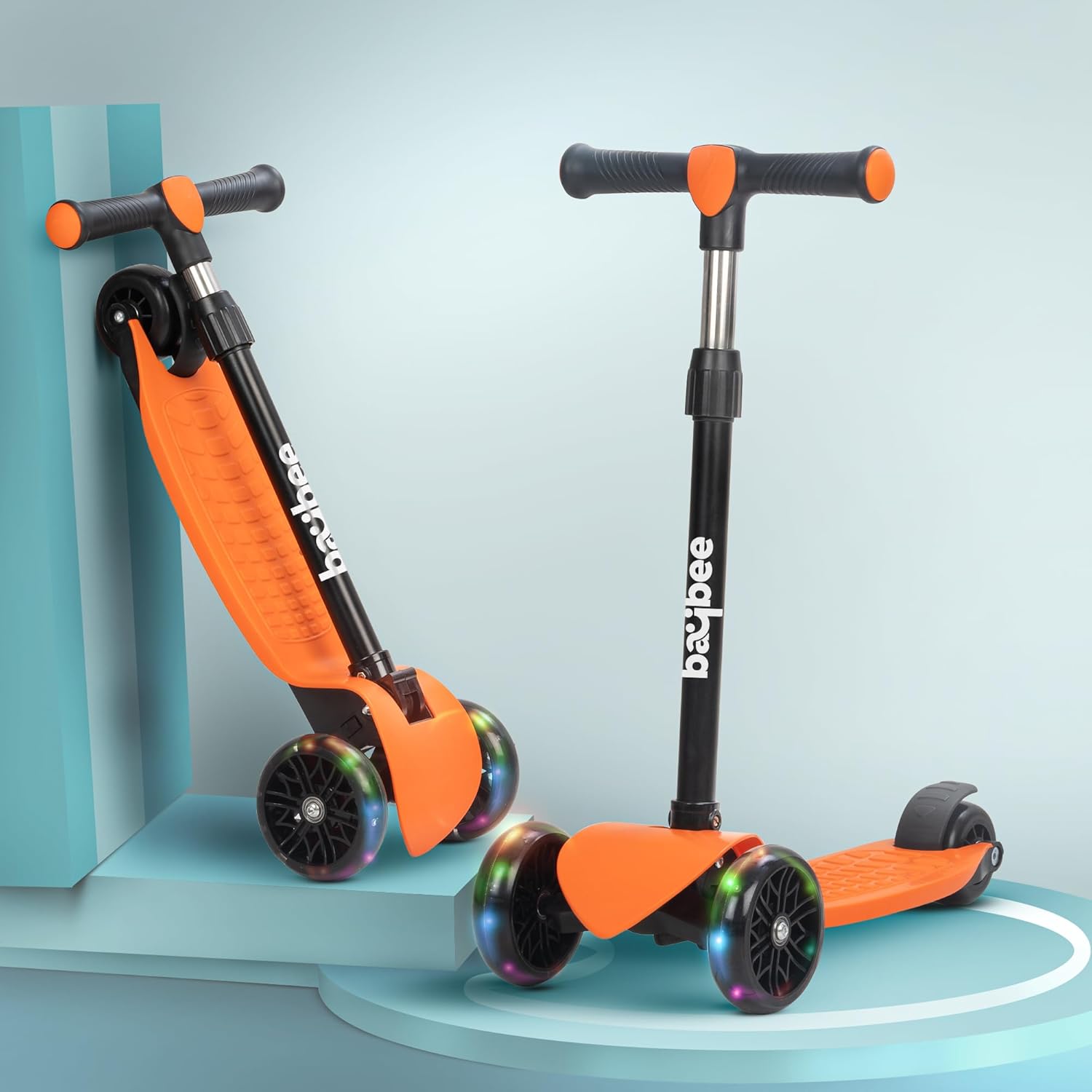 Baybee Zoomie Foldable Kick Scooter for Kids- Orange
