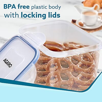 AGARO Airtight Container, Food Storage Container With Lid Tall Rectangular Plastic Body, Leak Proof, BPA Free, Capacity 1.5L Each, Pack of 3