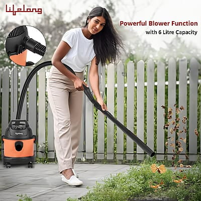 Lifelong 800 W Vacuum Cleaner for Home – 6 L Tank Capacity, Wet & Dry Floor Cleaner Brush - 1.8m Hose Pipe