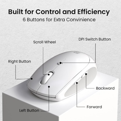 Portronics Toad 30 Wireless Mouse with 2.4 GHz Connectivity, USB Receiver, 6 Buttons, Adjustable DPI, Silicon Grip & Ergonomic Design for PC, Laptop, Mac Portronics Toad 30 Wireless Mouse with 2.4 GHz Connectivity, USB Receiver, 6 Buttons, Adjustable DPI, Silicon Grip & Ergonomic Design for PC, Laptop, Mac