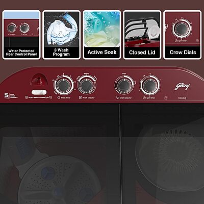 Godrej 10.5 Kg 5 Star Semi-Automatic Top Load Washing Machine With Toughened Glass Lid Godrej 10.5 Kg 5 Star Semi-Automatic Top Load Washing Machine With Toughened Glass Lid