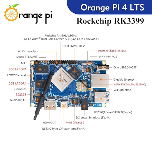 Orange Pi 4B 4GB Ram 16GB