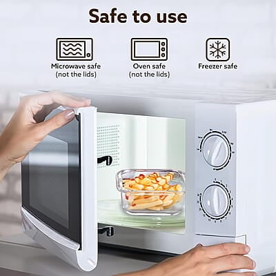 AGARO Elite Borosilicate Glass Lunch Box, 3pcs Set, 320ml Each, Office Tiffin Box with Bag Square