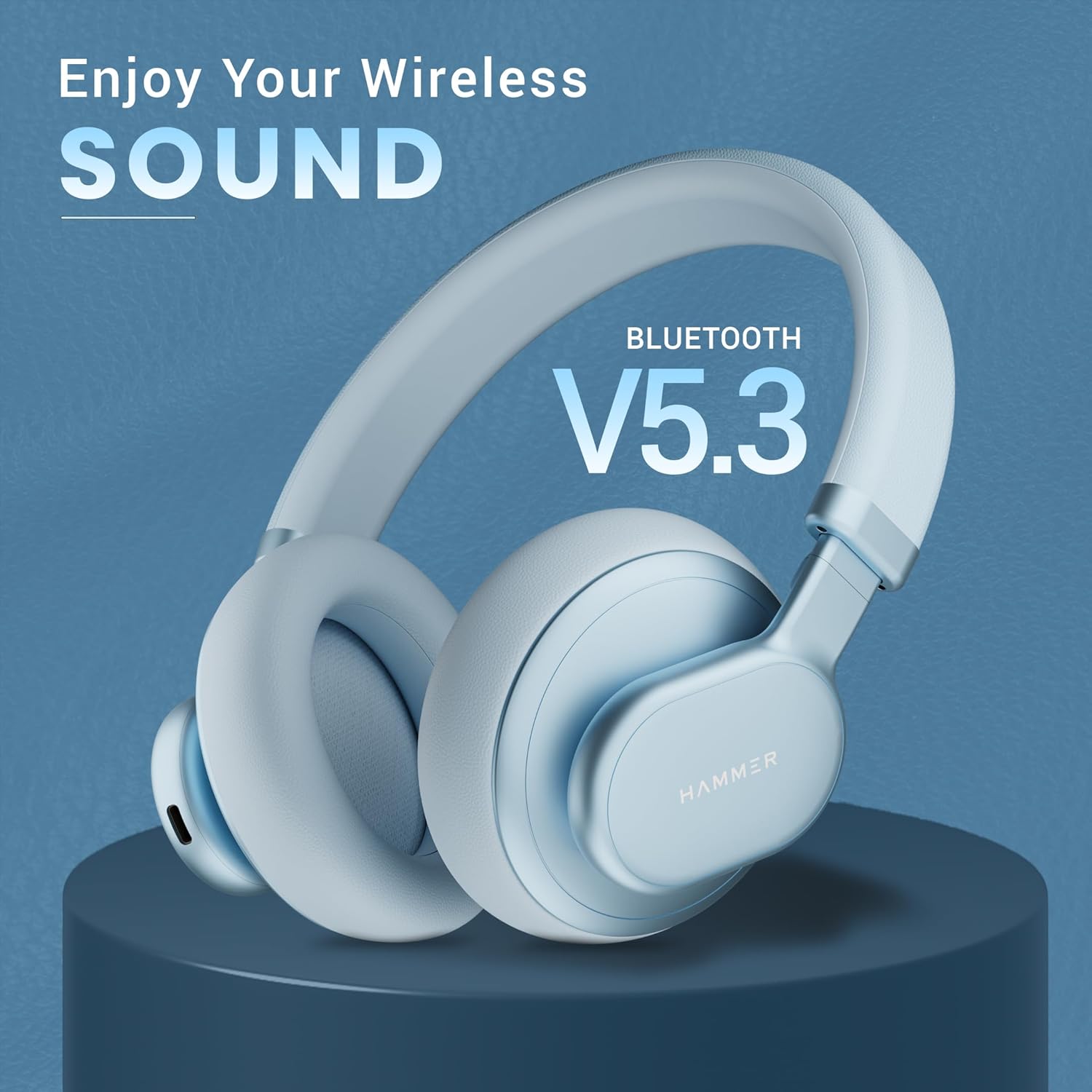 HAMMER Bash Max Over The Ear Wireless Bluetooth Headphones with Mic, Touch Control, Deep Bass, Upto 40 Hours Playtime, Bluetooth 5.3, Workout/Travel (Blue) HAMMER Bash Max Over The Ear Wireless Bluetooth Headphones with Mic, Touch Control, Deep Bass, Upto 40 Hours Playtime, Bluetooth 5.3, Workout/Travel (Blue)