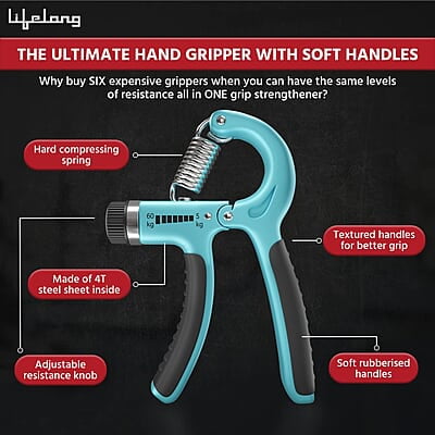 Lifelong Adjustable Hand Grip Strengthener, Hand Gripper for Men & Women for Gym Workout Lifelong Adjustable Hand Grip Strengthener, Hand Gripper for Men & Women for Gym Workout