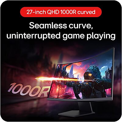 LG 27" QHD 1000R Curved Gaming Monitor, 180Hz, 1ms, HDR10, 27GS60QC-B LG 27" QHD 1000R Curved Gaming Monitor, 180Hz, 1ms, HDR10, 27GS60QC-B