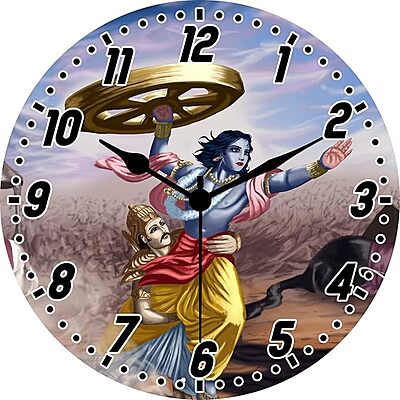 Sublimation Printed KARTIK™ Abhimanyu Printed Designer Round Wooden Wall Clock Without Glass for Your Home Sublimation Printed KARTIK™ Abhimanyu Printed Designer Round Wooden Wall Clock Without Glass for Your Home
