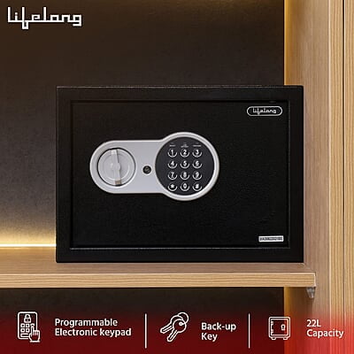 Lifelong LLHSL08 22Litres Home Safe Electronic Locker with LED Light  Digital Security Safe for Home & Office