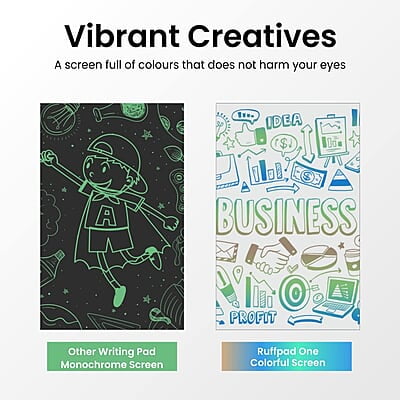 Portronics Ruffpad One Transparent Multicolor LCD Writing Pad with 8.5 inch Writing Area, India's first notepad to save and share your child's first creatives via Ruffpad app on your Smartphone