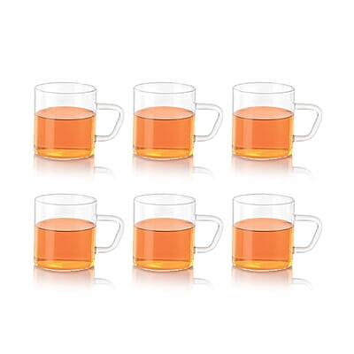 Borosil Vision 6 Pcs Tea n Coffee Borosillicate Glass 190 ml Classic Mug Set Borosil Vision 6 Pcs Tea n Coffee Borosillicate Glass 190 ml Classic Mug Set