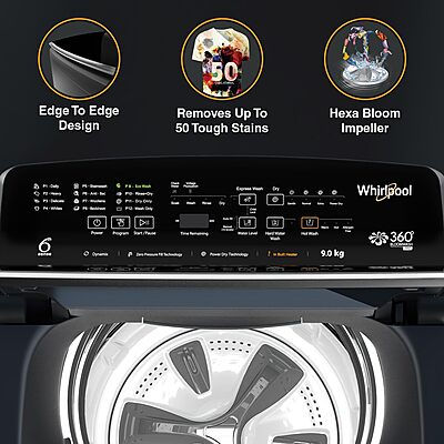 Whirlpool 9 Kg 5 Star Bloomwash Pro Fully-Automatic Top Loading Washing Machine - Built In Heater