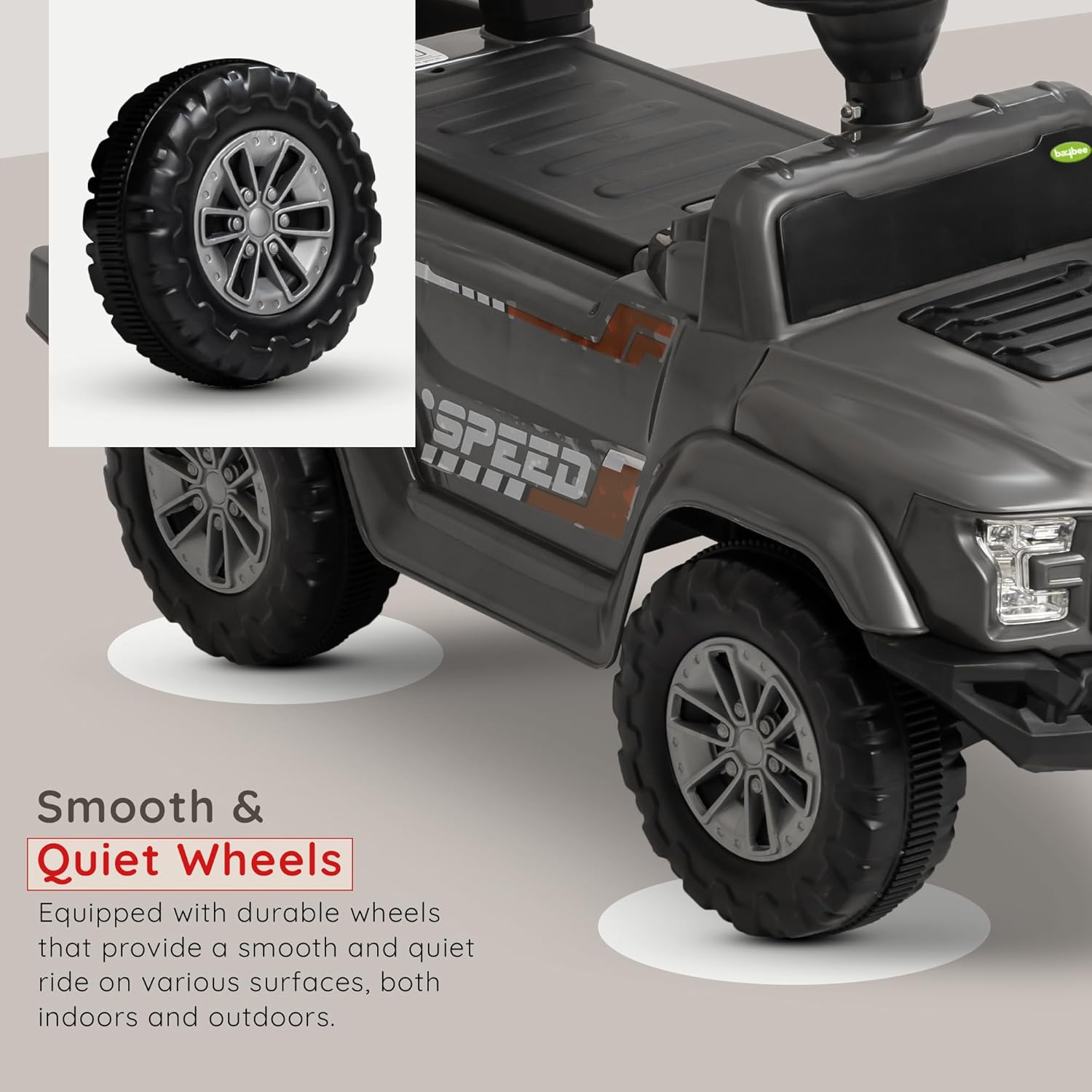 Baybee Push Ride on Baby Jeep for Kids Toys with LED Light & Storage Bin-Grey Baybee Push Ride on Baby Jeep for Kids Toys with LED Light & Storage Bin-Grey