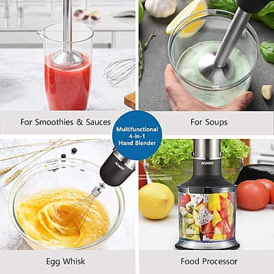 AGARO Marvel 800 Watts Hand Blender With Chopper, Jar & Whisker, 2 Variable Speed Modes & Speed Regulator