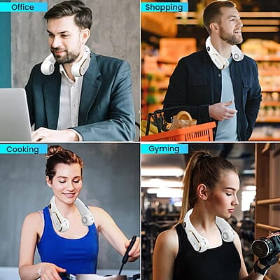 Portronics Gobreeze Portable Rechargeable Neck Fan, Upto 6 Hours Playtime, LED Display, Bladeless Fan, 4 Speed Mode, Adjustable Size, 360° Cooling Neck Fan, Noiseless Fan, Type C Fast Charging