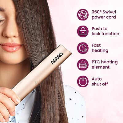 AGARO Hair Straightener, Ceramic Coated Floating Plates, Adjustable Temperature
