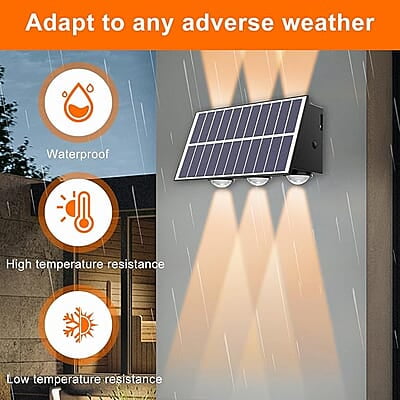 Solar Powered RGB Wall Lights Outdoor Waterproof Up and Down Lights Outside LED Wall Washer