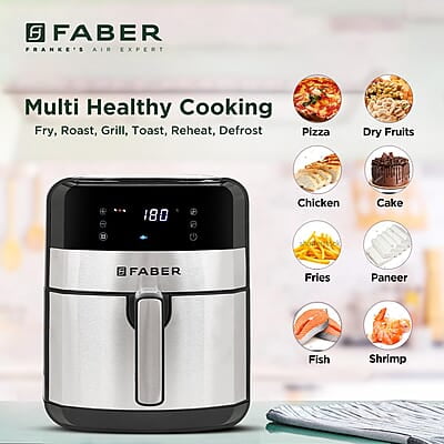 Faber 6.5L Air Fryer Detachable Non Stick Frying Basket 8 Pre Set Functions 1750 Watts