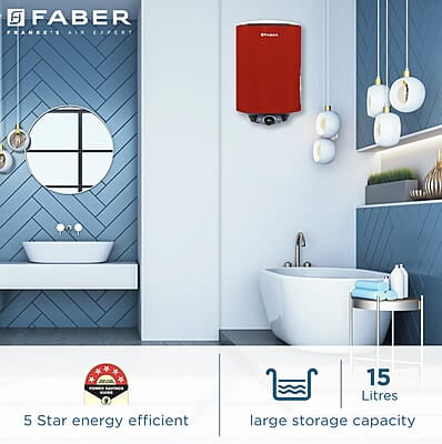 Faber Jazz 15L Vertical Storage Water Heater Titanium Glassline Coated Tank 2000W