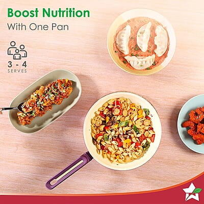 Wonderchef Bellagio Fry Pan  24 cm  1.7 L Non-Stick Ceramic Coating 3mm Thickness