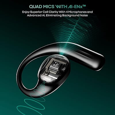 boAt Newly Launched Airdopes Progear Open Ear Ear Buds W/Air Conduction Technology, 4 Mics W/Ai-Enx, 100Hrs Playback, 15Mm Drivers, Secure Fit,Beast Mode W/ 40Ms Latency,ASAP Charge