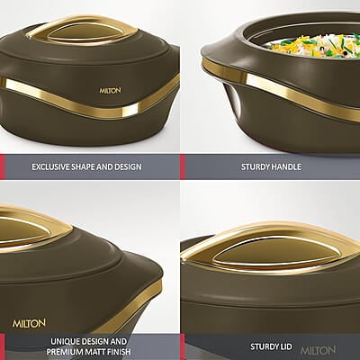 MILTON Pearl 1000 Inner Stainless Steel Casserole, 860 ml, Dark Brown