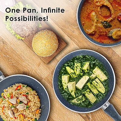 Wonderchef Aluminium Granite Frying Pan, Grey, 20cm, 1L