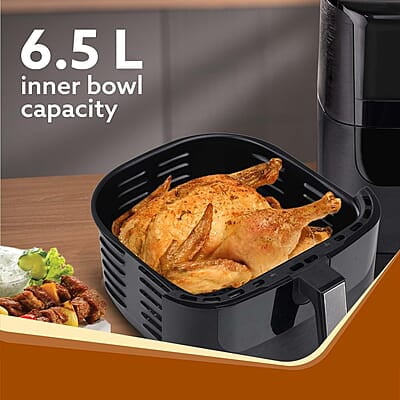 AGARO Elegant Air Fryer, 6.5L, 12 Preset Cooking Modes, 360 Degrees Air Circulation With Variable Temperature Settings, Frying, Grilling, Toasting, Roasting, 1800W, Black