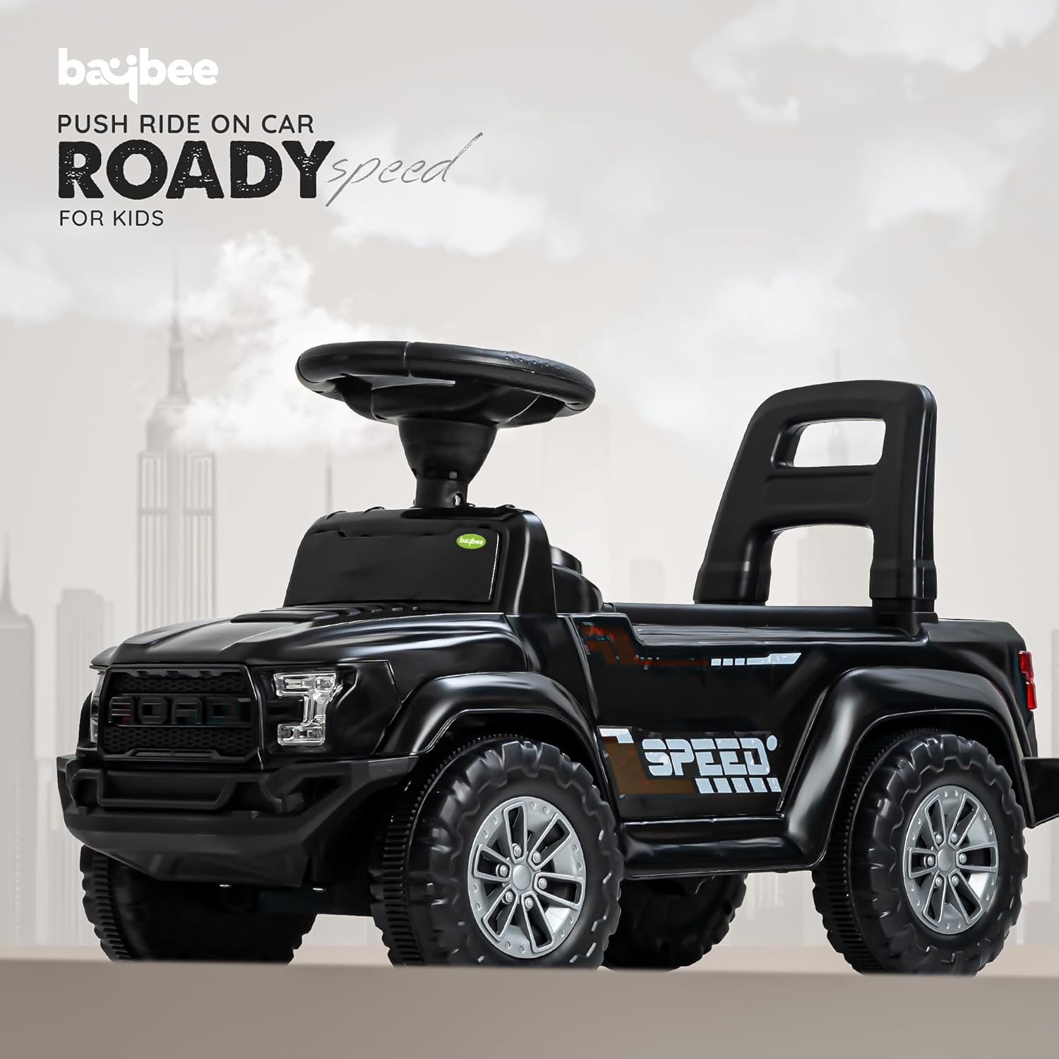 Baybee Push Ride on Baby Jeep for Kids Toys with LED Light & Storage Bin-Black Baybee Push Ride on Baby Jeep for Kids Toys with LED Light & Storage Bin-Black
