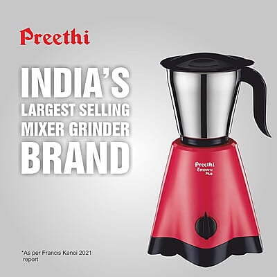 Preethi Crown Plus MG-258 Mixer Grinder, 600 Watt, White/Purple, 4 Jars - Super Extractor Juicer Jar Preethi Crown Plus MG-258 Mixer Grinder, 600 Watt, White/Purple, 4 Jars - Super Extractor Juicer Jar
