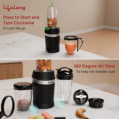 Lifelong Nutri Blender for Smoothies and Juices 100% Copper Motor- 1000 Watt with Detachable Handle 3 jars Mixer Grinder Lifelong Nutri Blender for Smoothies and Juices 100% Copper Motor- 1000 Watt with Detachable Handle 3 jars Mixer Grinder