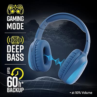 ZEBRONICS Thunder PRO Over Ear Wireless Headphone with Dual Pairing, Gaming Mode, ENC, Bluetooth, Call Function, Aux, Micro SD, Voice Assistant, Deep Bass, Up to 60h Backup