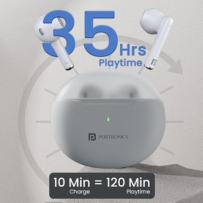Portronics Twins S20 in Ear TWS Earbuds with 35 Hour Playtime, Touch Control, Low Latency, Game & Music Mode, 13mm Bass Dynamic Driver, IPX5 Water & Sweat Resistance, Type C Fast Charging Portronics Twins S20 in Ear TWS Earbuds with 35 Hour Playtime, Touch Control, Low Latency, Game & Music Mode, 13mm Bass Dynamic Driver, IPX5 Water & Sweat Resistance, Type C Fast Charging