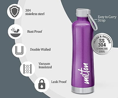 Milton New Tiara 900 Stainless Steel 24 Hours Hot and Cold Water Bottle, 750 ml Milton New Tiara 900 Stainless Steel 24 Hours Hot and Cold Water Bottle, 750 ml