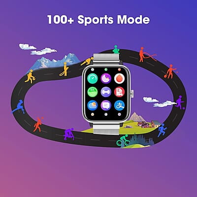 Roll over image to zoom in Zebronics DRIP Smart Watch with Bluetooth Calling, 4.3cm (1.69"), 10 Built-in & 100+ Watch Faces, 100+ Sport Modes, 4 Games, Voice Assistant, 8 Menu UI,