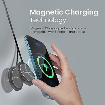 Ambrane MagSafe 15W Wireless Charging Pad for Apple iPhone 15/15 Plus/15 Pro/15 Pro Max, iPhone 14/14 Plus/14 Pro/Max, iPhone 13/12/11 Series and All Qi-Enabled Devices
