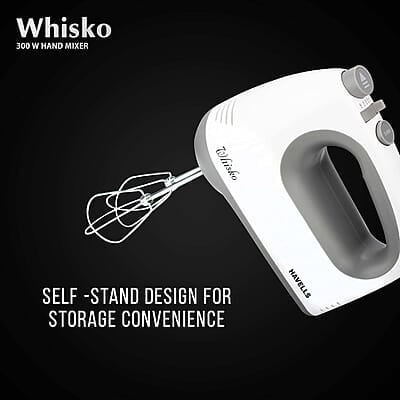 Havells Whisko 300 watt Hand Mixer with Single Eject Button, 5 Speed Turbo Function, Stainless Steel Hooks