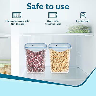 AGARO Airtight Container, Food Storage Container With Lid Tall Rectangular Plastic Body, Leak Proof, BPA Free, Capacity 1.5L Each, Pack of 3