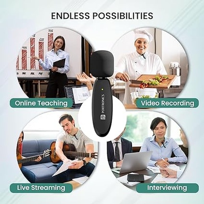 Portronics Dash 7 Omnidirectional Type C Wireless Microphone, Noise Cancellation, Plug & Play, Lapel Wireless Mic for Video Recording, Supports Type C Android, iPhone, Camera(Black) Portronics Dash 7 Omnidirectional Type C Wireless Microphone, Noise Cancellation, Plug & Play, Lapel Wireless Mic for Video Recording, Supports Type C Android, iPhone, Camera(Black)