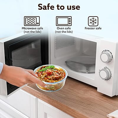 AGARO Elite Borosilicate Glass Lunch Box, 3pcs Set, 400ml Each, Office Tiffin Box with Bag