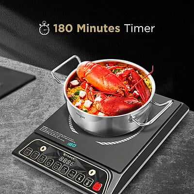 Faber Zion 1600W Induction Stove 5 Auto-Cook Functions, Auto Pan Detection, Preset Timer, Overheat Protection