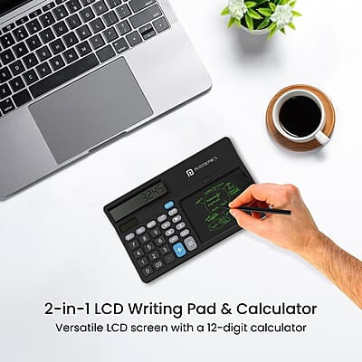 Portronics Ruffpad Calc 2 2-in-1 Calculator & LCD Writing Pad with 14.4 cm Writing Area, Multi Function Digital Calculator Stylus Pen for Students