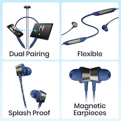 ZEBRONICS Yoga N3 with 46 Hours Backup,Bluetooth V5.2 Wireless Neckband,Enc Calling,Gaming Mode (Upto 50Ms),Voice Assistant,Dual Pairing,Splash Proof&Type C in-ear