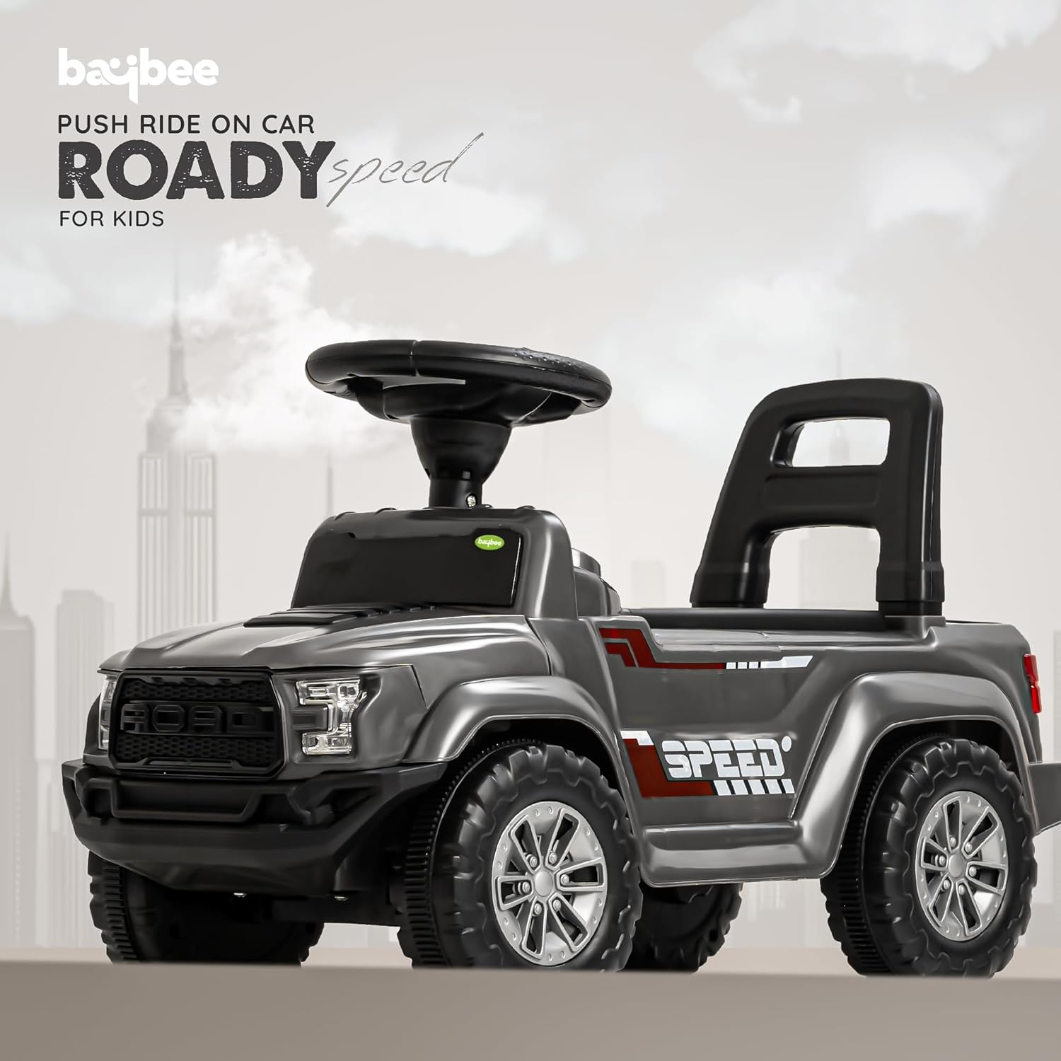 Baybee Push Ride on Baby Jeep for Kids Toys with LED Light & Storage Bin-Grey Baybee Push Ride on Baby Jeep for Kids Toys with LED Light & Storage Bin-Grey