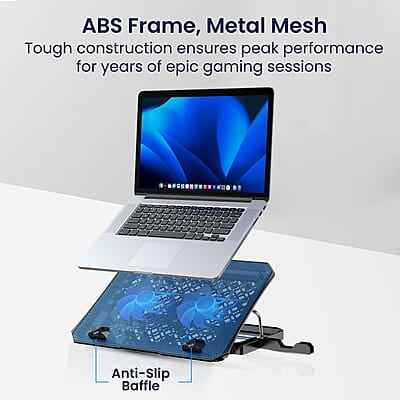 Portronics My Buddy Air 2 Laptop Cooling Pad with Dual Cooling Fans, Multi-Level Height Adjustable, Mobile Holder