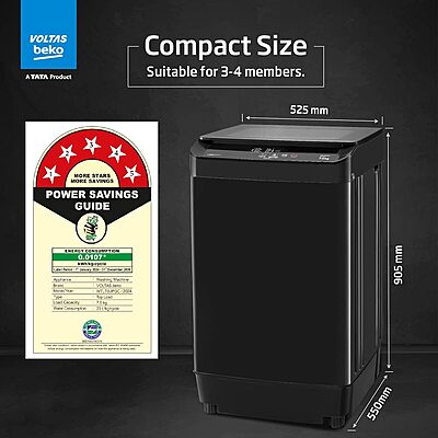 Voltas Beko, A TATA Product 7 kg 5 Star Eco Wash/Monsoon Dry Fully-Automatic Top-Load Washing Machine
