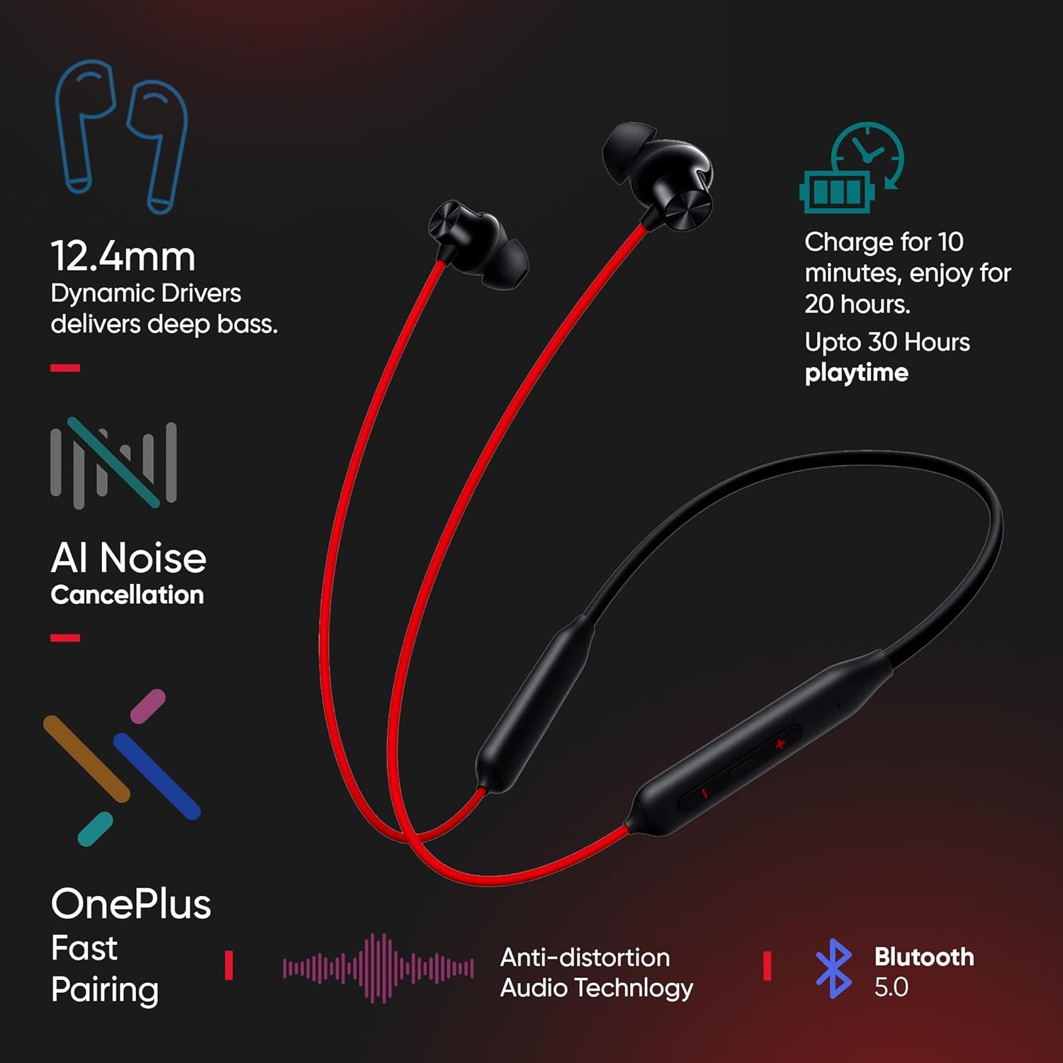 Oneplus Bullets Z2 Bluetooth Wireless in Ear Earphones with Mic, Bombastic Bass - 12.4 Mm Drivers, 10 Mins Charge - 20 Hrs Music, 30 Hrs Battery Life (Magico Black) Oneplus Bullets Z2 Bluetooth Wireless in Ear Earphones with Mic, Bombastic Bass - 12.4 Mm Drivers, 10 Mins Charge - 20 Hrs Music, 30 Hrs Battery Life (Magico Black)