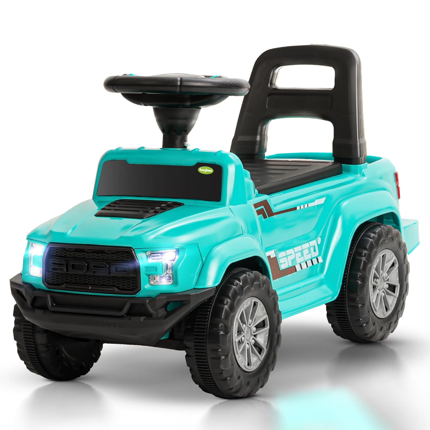 Baybee Push Ride on Baby Jeep for Kids Toys with LED Light & Storage Bin-Green