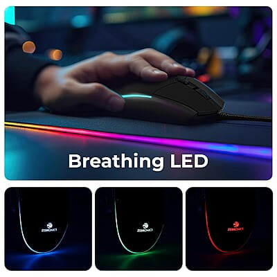 ZEBRONICS WAR M Wired Gaming Mouse with 6 Buttons, High Precision, up to 3200 DPI, USB Interface, Breathing LED, Braided Cable