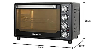 Faber 34 liter (DG) 1600 Watts OTG Bake, Toast, Roast, Grill 6 Functions, Upper & Lower Heating, Rotisserie, 360 Convection Faber 34 liter (DG) 1600 Watts OTG Bake, Toast, Roast, Grill 6 Functions, Upper & Lower Heating, Rotisserie, 360 Convection